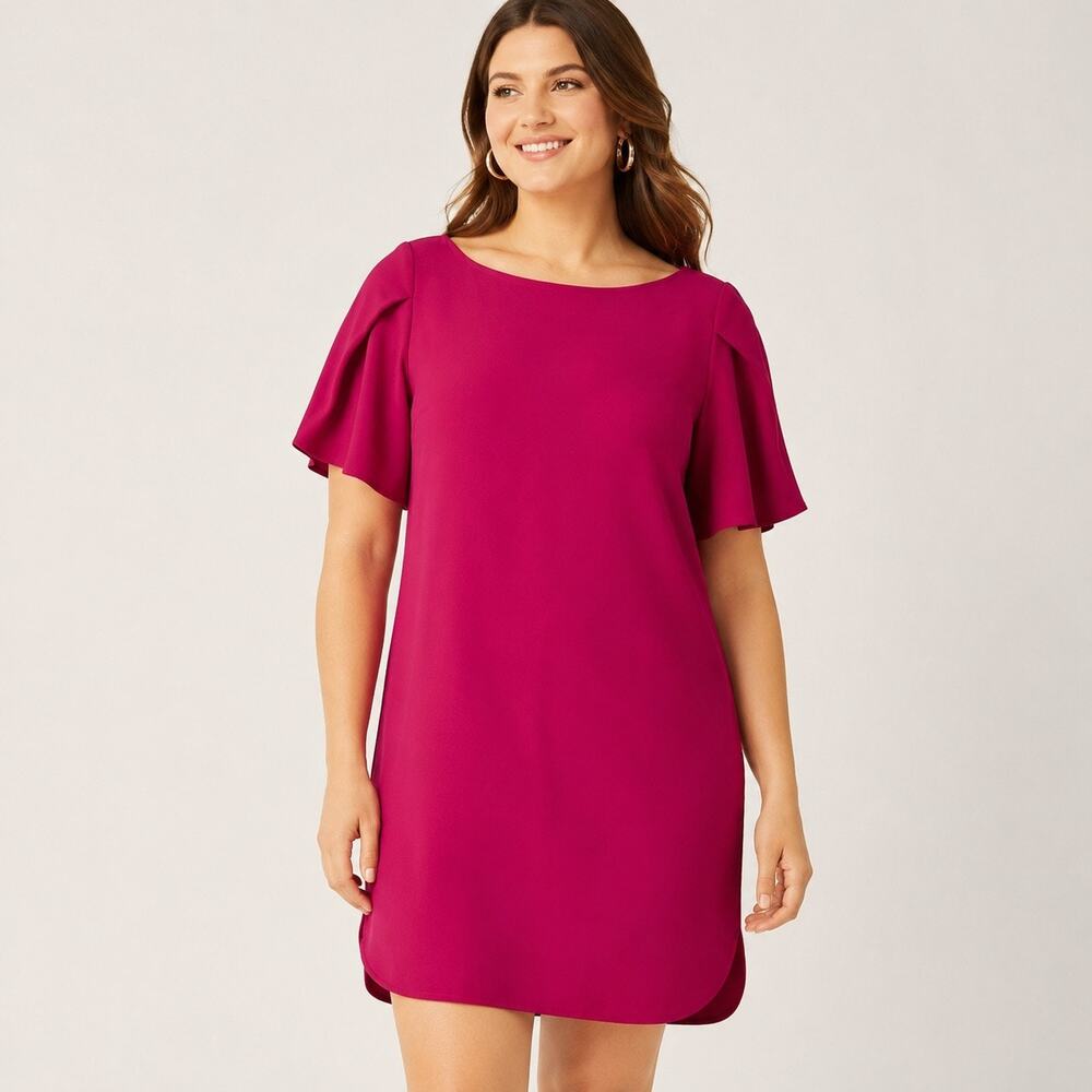 TRINA TURK‎ | Hot Pink Flutter Sleeve Shift Dress NWT 14